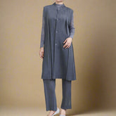 Truly Pleated Longline Vest & Trousers